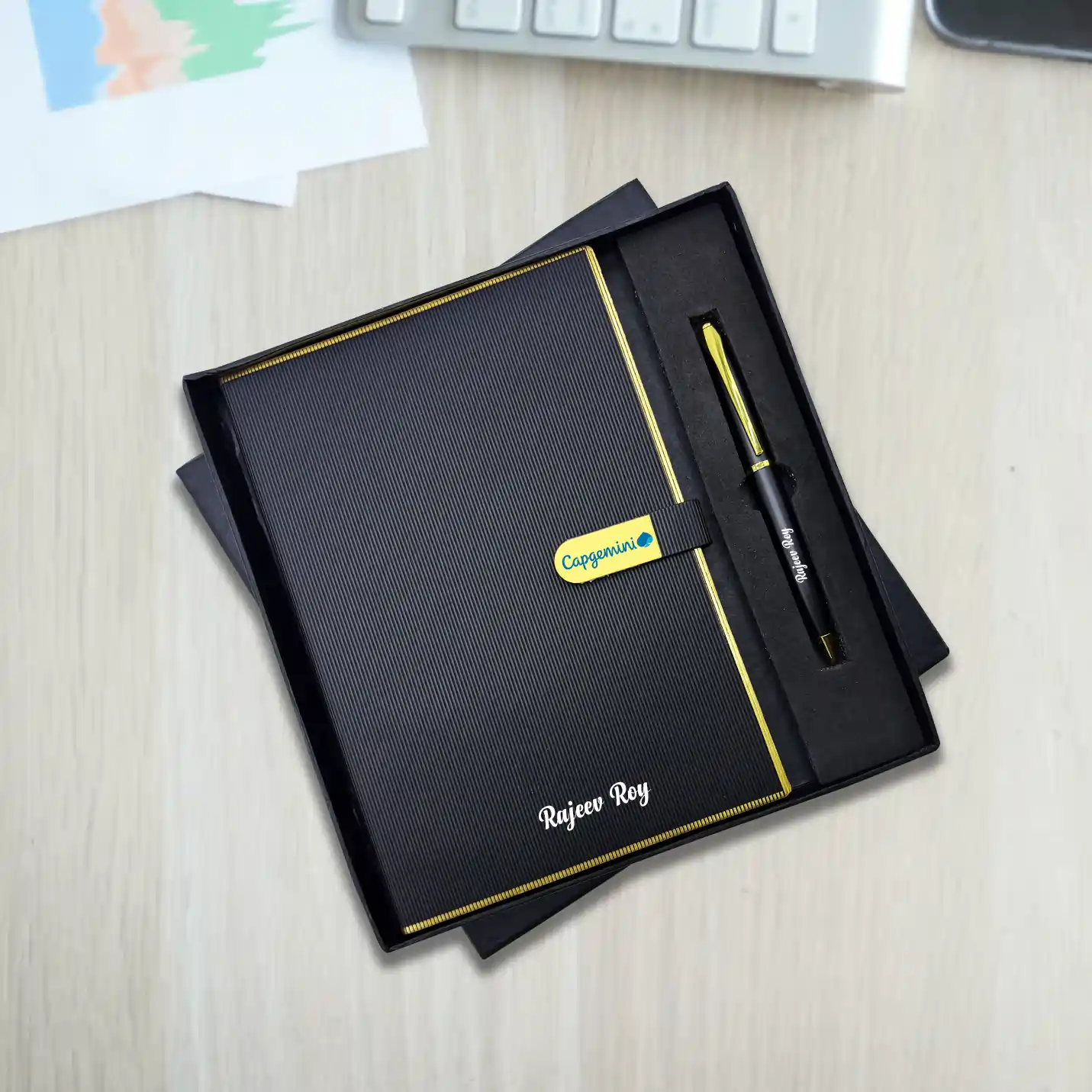 Custom made Black & Gold 2 in 1 Pen & Diary Gift set